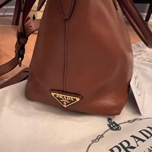 Prada borsa a mano glace calf original cognac calf leather with certificate